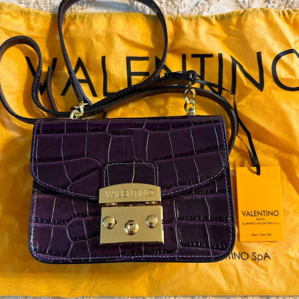 Valentino Croc Embossed Crossbody Mini Bag